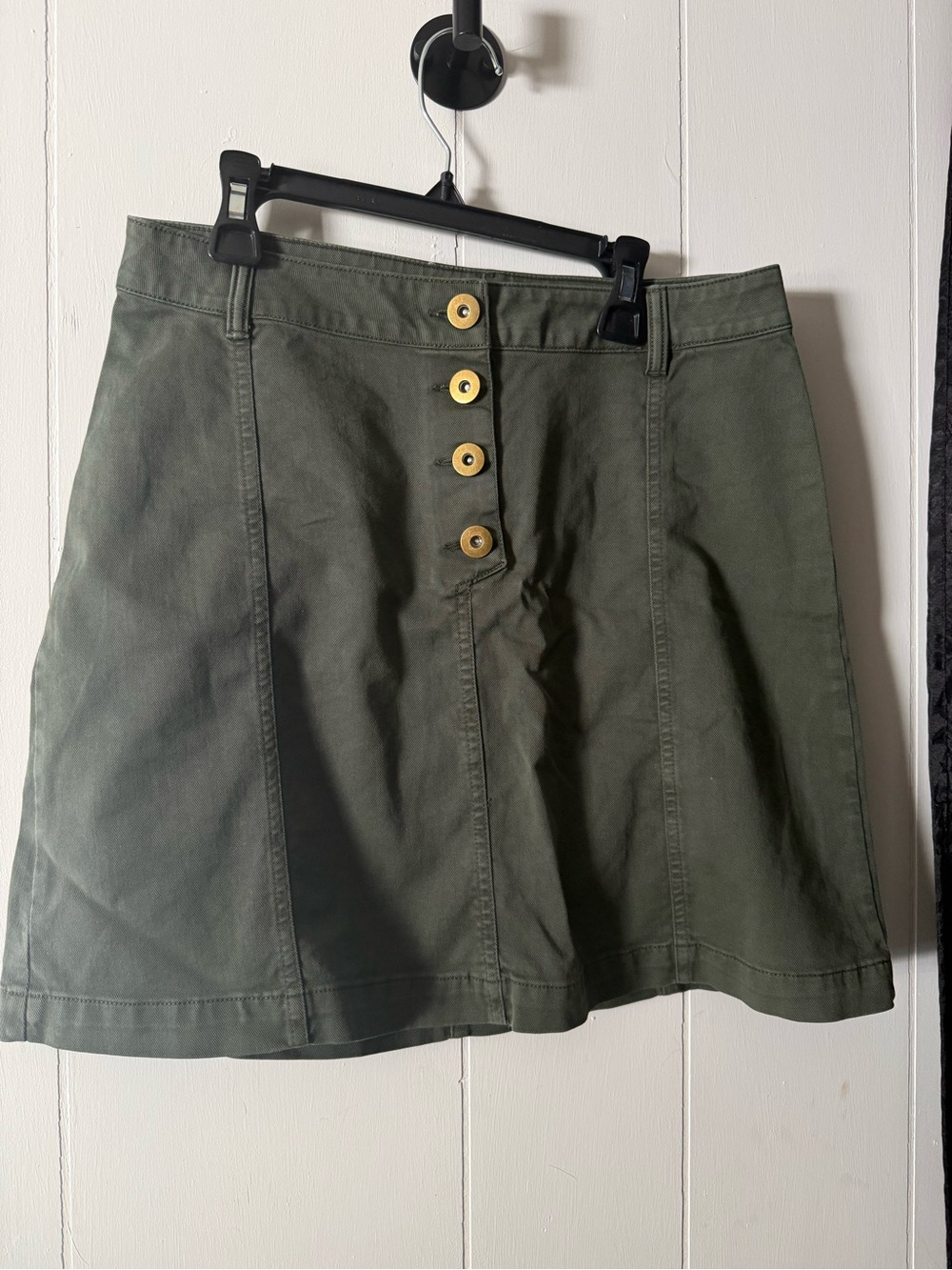 Banana Republic Olive Green A-Line Skirt with Button Front